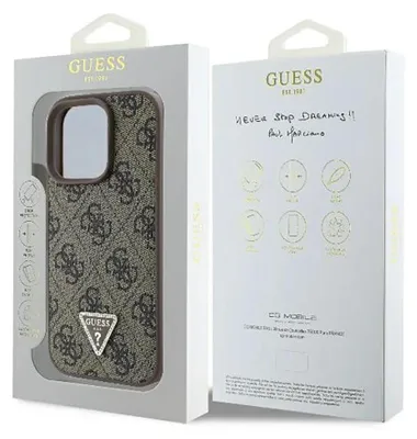 Zdjęcie produktu dla Guess Guhcp16Xp4Tdpw Iphone 16 Pro Max6.9 Brązowy/Brown Hardcase Leather 4G Triangle Strass