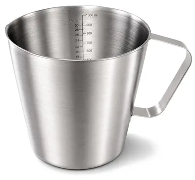 Edelstahl-Maßbecher 1 L mit Skala und Ausgießer