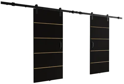 Produktbild von KIER FURNITURE Schiebetüren LORNI DUO 192 - Universal - Schwarz 192x205x1,6 cm