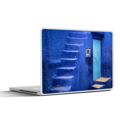 Produktbild von MuchoWow® Laptop Aufkleber Sticker Cover Architektur - Blau - Treppe - Tür 32.5x23.5 cm - Sticker für Laptop - Selbstklebend