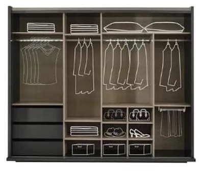 Produktbild von Hellgraue Schlafzimmer Garnitur Doppelbetten Nachttische Kleiderschrank