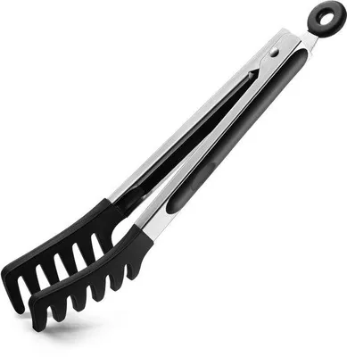 Image de Ibenzoa® Pince à spaghettis et pince de cuisine, 22,9 cm – Manche en silicone, acier inoxydable, résistant à la chaleur jusqu'à 250 °C, lavable au lave-vaisselle