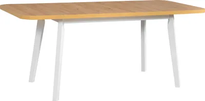Produktbild von Esstisch Oslo 6 ausziehbar, Weiß, Laminat Tischplatte, Buchenholz Gestell, 140-180x80x75 cm
