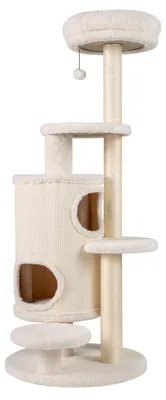 Produktbild von COSTWAY Katzenbaum 150cm, Kratzbaum mit 6 Ebenen, 2 Katzenhöhle, Kratzpfosten, Hängeball & gepolsterte Plattformen, Kletterbaum, Katzenkratzbaum, Weiß