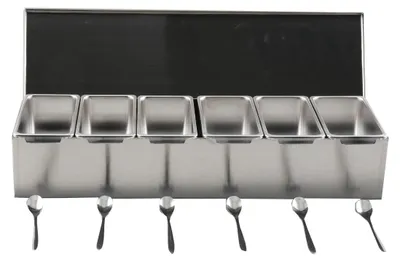 Image de Boîte à épices - Rangement pour épices - 6 compartiments - Acier inoxydable - Grande capacité - Cuisine