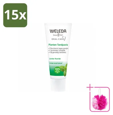 Image de 15 tubes de dentifrice naturel Weleda - 75 ml - Lot économique - 15 pièces