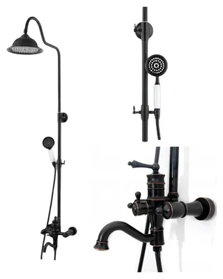 Produktbild von Silla Adelita Retro Aufputz Duschset Schwarz, inkl. Armatur und Brause, S-1125B