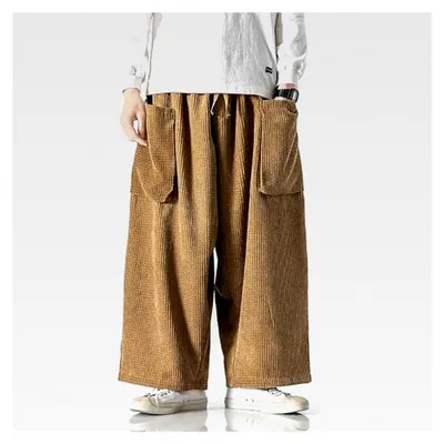 Produktbild von Herren Cordhose Straight Leg Haremshose Weites Bein Aladinhose Mit Mehreren Taschen Pumphose Stretch Pluderhose Baggy Stoffhose Elastische Taille Haremshosen Corduroy