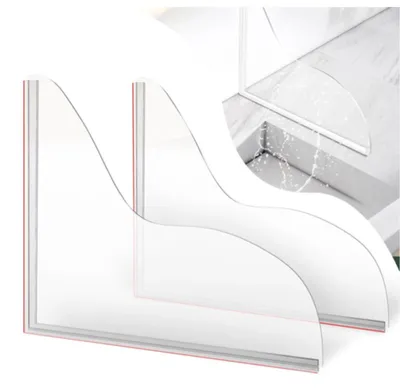 Produktbild von INF Acryl-Spritzschutz für die Dusche, selbstklebend, 2er-Pack – Transparent, hochtransparent, 21 cm x 18,5 cm x 0,7 cm