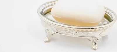 Produktbild von Seifenschale oval Glas & versilberte Kante Landhausstil