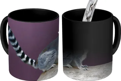Obrázek produktu pro MuchoWow® Kouzelný pohár Opice - Lemur kroužkovaný - Kámen 350 ml Barva měnící se pohár Dárkový nápad - foto hrnek