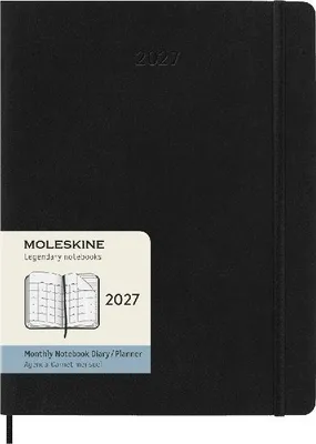 Produktbild von Moleskine Jahreskalender für 12 Monate, 2027, Format XL, 1 Monat = 2 Seiten, linierte Seiten, weicher Einband, schwarz