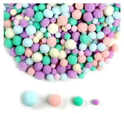 Produktbild von 400 Bunte Pompons zum Basteln in 4 Größen (1-2,5 cm) für kreative Dekorationen
