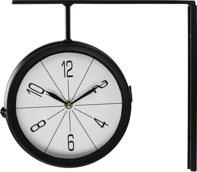 Produktbild von Klassische doppelseitige UhrDiese elegante doppelseitige Uhr hat ein weißes Zifferblatt mit schwarzen Zeigern und Zahlen. Die Uhr ist  lesbar und eignet sich perfekt für zu Hause und das Büro.