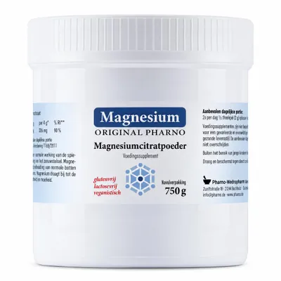 Productafbeelding van Original Pharno Magnesiumpoeder 750 g – puur magnesiumcitraat, AI-gegenereerde afbeelding