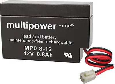 Produktbild von Multipower MP0,8-12 /12V 0,8Ah Blei Akku AGM mit JST-Stecker