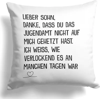 Produktbild von 22Feels Sohn Geschenk 18. Geburtstag Weihnachten Abitur Matura Jungs Kissen Uni Abschluss Bachelor Master Firmung Konfirmation Kinder Deko Männer Dekoration Wohnzimmer Schlafzimmer Couch