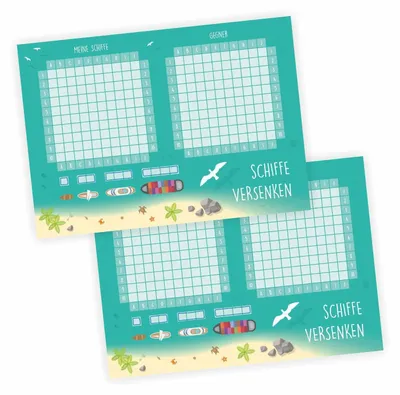 Produktbild von 2er Set A6 Spielblock Schiffe versenken Reisespiel Flottenmanöver