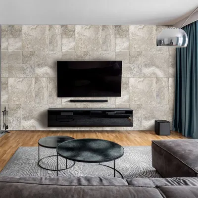 Produktbild von dedeco Wohnzimmerrückwand TV-Wand Wandpaneel Wohnrückwand Rückwand Tapetenersatz, Motiv: Stein V5, 250 x 100 x 0,3cm, Nano-Protect: hochglanz, wasserfest, robust, als Wandverkleidung aus Aluminium