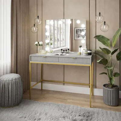 Produktbild von Schminktisch mit Spiegel CORTADO ELITE GOLD Grau matt