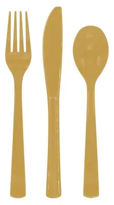 Produktbild von 18 Stück Mehrweg Besteck aus Kunststoff - Gold