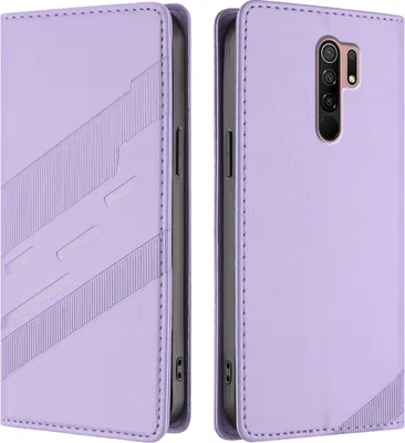 Image de Etui pour Xiaomi Redmi 9, étui portefeuille en cuirPolyuréthaneavec fente pour cartes et fonction stand Violett