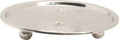 Produktbild von Kerzenteller Ø10cm Innen Messing Vernickelt Glänzend Kerzenuntersetzer mit Füßen