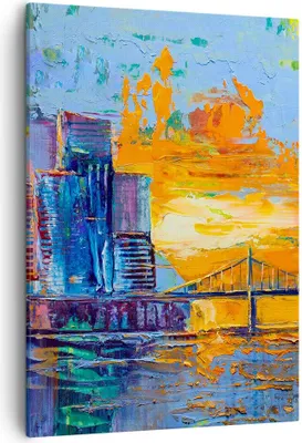 Produktbild von Bild auf Leinwand - Leinwandbild - Einteilig - Stadt Brücke pastos - 50x70cm - Wand Bild - Wanddeko - Wandbilder - Leinwanddruck - Wanddekoration - Leinwand bilder - Wandbild - PA50x70-4392