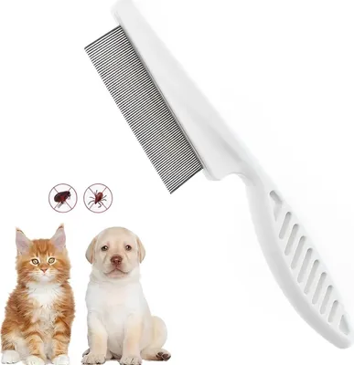Produktbild von Flohkamm für Hunde & Katzen, Profi Hundekämme Haustierkamm zum Entfernen Flöhe, Läusekamm Staubkamm Mit abgerundeten Metall Zinken zur sanften Pflege