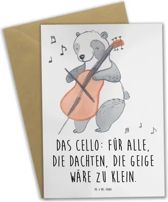 Produktbild von Mr. & Mrs. Panda babykarte Cello Magie - Weiß - Geschenk, Streichinstrument, Musik, weihnachtskarten, Beileidskarte, Musiker, Grußkarten, einladungskarten, Grußkarte