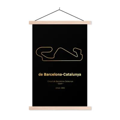 Produktbild von MuchoWow® Textilposter Formel 1 - Rennstrecke - Barcelona 120x180 cm mit holzfarbenen Rahmen - Textil-Plakat