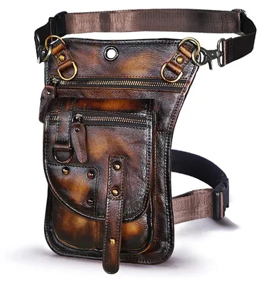 Image de Sac en cuir pour homme, banane, sac à porter à la hanche ou à la cuisse, dimensions 17x3,5x28 cm, couleur bordeaux, en cuir véritable