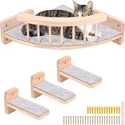 Produktbild von Kletterwand für Katzen – Kratzbaum für große und kleine Katzen – Kratzfass – Braun mit Grau