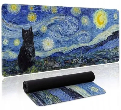 Zdjęcie produktu dla Podkładka pod mysz XXL 80X30CM kot gwiazdy dla graczy do biura
