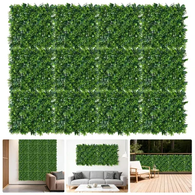 Immagine prodotto di Pannelli da parete con piante artificiali - Set da 12 pezzi 50x50 cm - Coprono 3 m² - Sfondo e decorazione per interni - Plastica