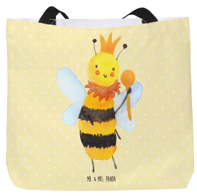 Produktbild von Mr. & Mrs. Panda Tote Bag Biene König - Gelb Pastell - Geschenk, Beutel, Tasche, Laptoptasche, Strandtasche, Reisetasche