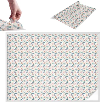 Obrázok produktu pre Ochranná fólia proti pohľadu – 146 x 200 cm – farebné sklo / dizajn vitráže – nepriehľadná a dekoratívna – samolepiaca dekoratívna fólia na sklo – ochrana proti UV žiareniu, jednoduchá montáž – vtáky v pastelových farbách