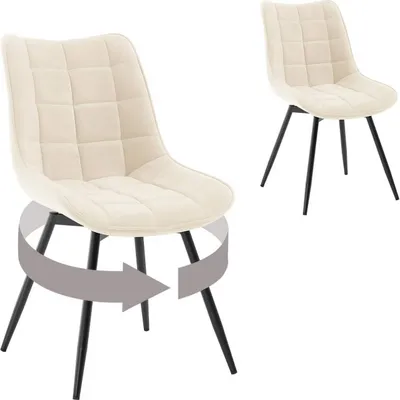 Produktbild von WOLTU Esszimmerstühle drehbar, mit Rückenlehne, Sitzfläche aus Samt, Metallbeine : Beige 2 Farbe: Beige Stückzahl: 2