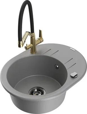Produktbild von Mexen Kevin 1-Becken-Granitspüle mit Mischbatterie Duo, Grau - 6517-71-671701-57-B
