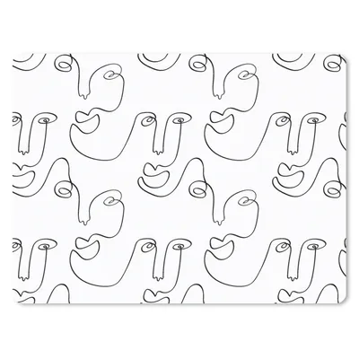 Produktbild von MuchoWow® Mauspad Mousepad Strichzeichnungen - Gesicht - Muster 23x19 cm - Mousepads - Maus Mat - Pad - Mausunterlage - Schreibtischunterlage - Mauspad