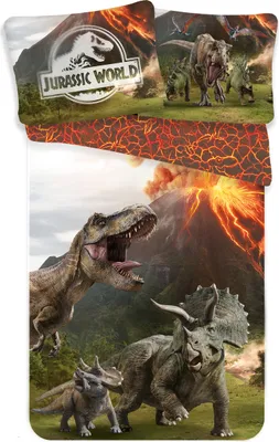 Produktbild von Jurassic World Kinder Bettwäsche Set 135 140x200 Baumwolle T-Rex Dinosaurier NEU