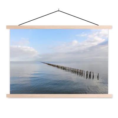 Produktbild von MuchoWow® Textilposter Nordsee - Wolken - Wasser 120x80 cm mit holzfarbenen Rahmen - Aufhängeset