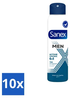 Zdjęcie produktu dla 10 sztuk dezodorantu w sprayu Sanex Men, 72H Active Control – 200 ml – zestaw ekonomiczny