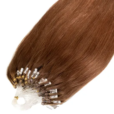 Immagine prodotto di hair2heart Premium Microring Extension capelli umani lisci - 25 ciocche 1g 60cm 8/03 biondo chiaro oro naturale