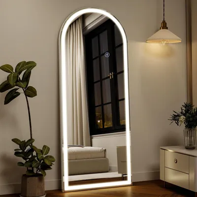 Produktbild von Koonmi LED Ganzkörperspiegel 165 x 60 cm stabiler Rahmen mit Touch, LED Spiegel mit Touchsteuerung, 3 Lichtfarben und beschlaghemmender