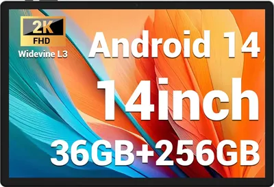 Produktbild von FASTWD Tablet 14 Zoll Android 5G WiFi/Octa-Core, 36GB RAM + 256GB ROM (1TB TF), 11580mAh, Widevide L3,2000 x 1200HD, GPS,GMS,BT 5.0, Schwarz