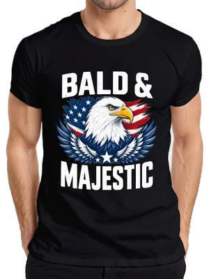 Produktbild von Bald And Majestic Adler USA Flagge American Weißkopfseeadler Herren T-Shirt, Schwarz, S