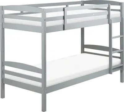 Produktbild von BELIANI Patrová postel šedá borovice 90 x 200 cm vysoké lůžko dětské ložnice žebříkové lamely