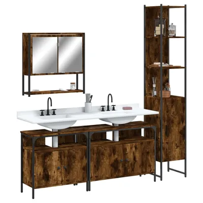 Produktbild von 4-tlg. Badmöbel-Set Räuchereiche Holzwerkstoff