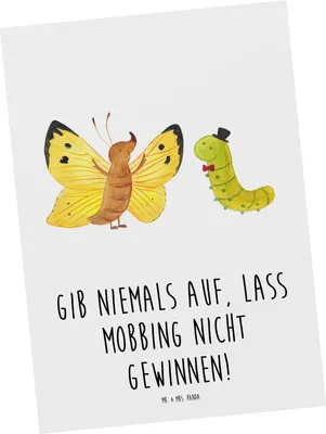 Produktbild von Mr. & Mrs. Panda Postkarte Mobbing bewältigen - Weiß - Geschenk, Vertrauem, Lebenshilfe, Ansichtskarten, Entschlossenheit, Ansichtskarte, Herausforderungen meistern, Mut